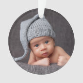 Sons First Christmas Foto Blau und Silbername Ornament (Vorderseite)