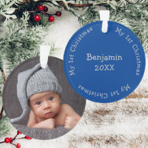 Sons First Christmas Foto Blau und Silbername