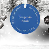 Sons First Christmas Foto Blau und Silbername Ornament