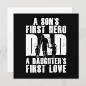 Sons First Hero Dad Daughters First Love Papa Dad Einladung (Vorne/Hinten)