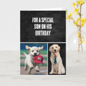 Son's Geburtstag mit Golden Retrievers Karte (Gelbe Blume)