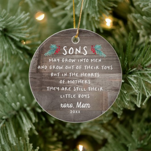 Sons Gedicht Geschenk von der Mama Personalisiert Keramik Ornament (Baum)