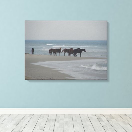 SONSTIGE BANKEN WILD MUSTANG PFERDE AM STRAND LEINWANDDRUCK (Insitu (Holzboden))