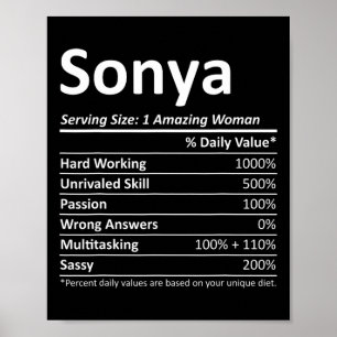 Sonya Nutrition Personalisiert Name Funny Christma Poster