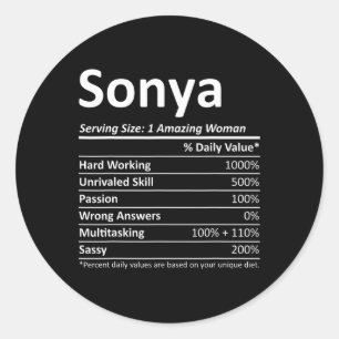 Sonya Nutrition Personalisiert Name Funny Christma Runder Aufkleber