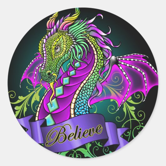 "Sonya" Regenbogen glauben Dragon Art Stickers (Vorderseite)