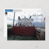 Soo Locks & Edwin H. Gott Postkarte (Vorne/Hinten)