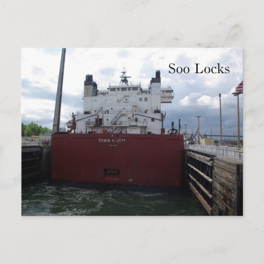 Soo Locks & Edwin H. Gott Postkarte (Vorderseite)