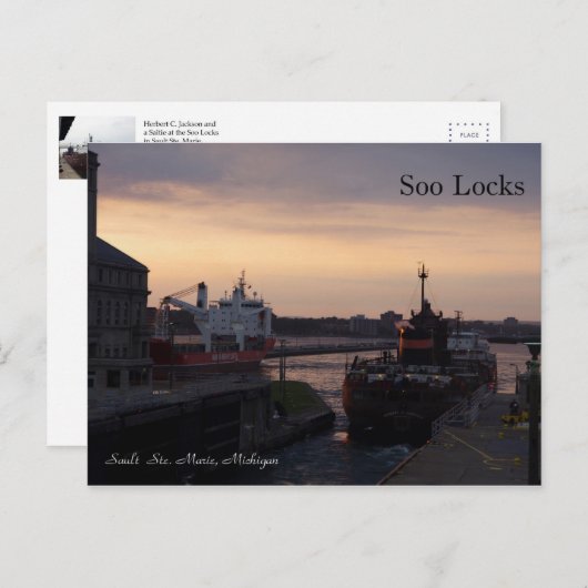 Soo Locks & Herbert C. Jackson Postkarte (Vorne/Hinten)