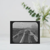 Soo Locks Magic Lantern Slide B&W Postkarte (Stehend Vorderseite)