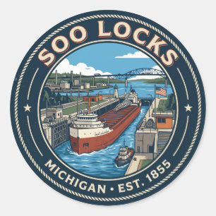 Soo Locks USA Runder Aufkleber