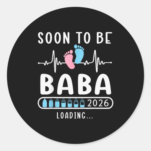 Soon To Be Baba 2026 Loading Promoted To Baba  Runder Aufkleber (Vorderseite)