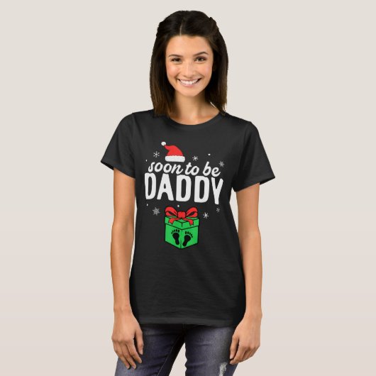 Soon To Be Daddy Christmas Funny Pregnancy Announc T-Shirt (Vorne ganz)