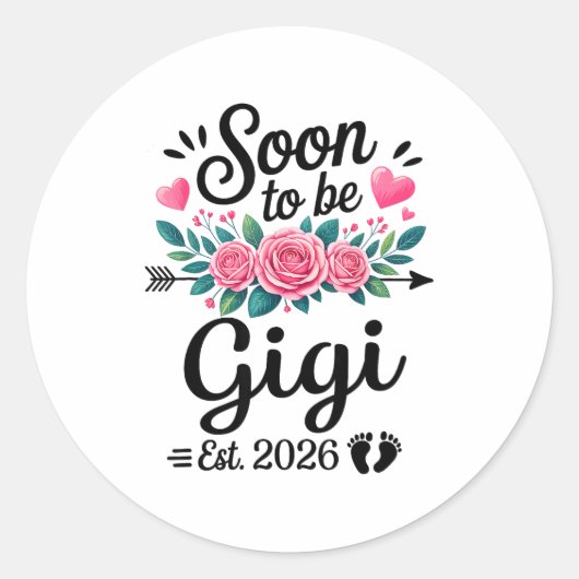 Soon To Be Gigi 2026 Announcement Promoted To Gigi Runder Aufkleber (Vorderseite)