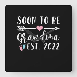 Soon To Be Grandma 2022 Mother's Day Quadratische Wanduhr