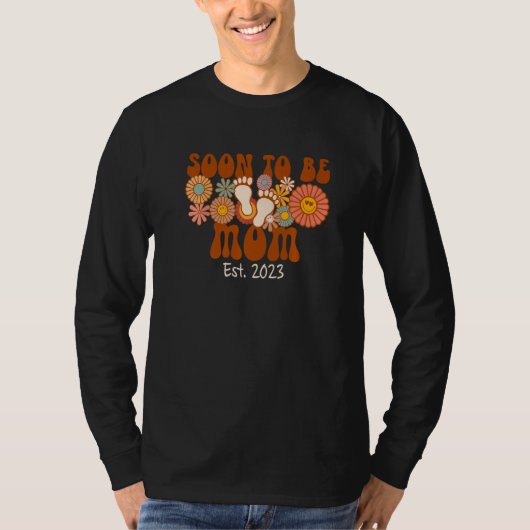 Soon To Be Mom 2023 Groovy Pregnancy Announcement  T-Shirt (Vorderseite)