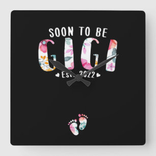 Soon To Be Mommy Est 2022 Pregnancy Announcement Quadratische Wanduhr