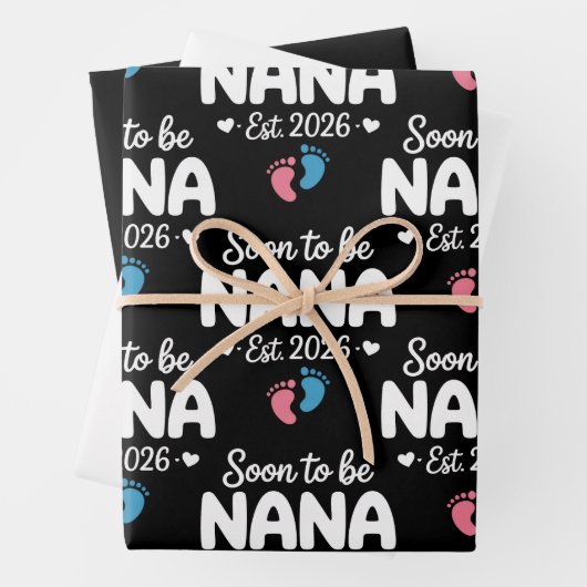 Soon To Be Nana 2026 Funny Pregnancy Announcement Geschenkpapier Set (Beispiel)