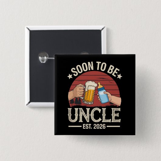 Soon To Be Uncle 2026 Retro Pregnancy Announcement Button (Vorne & Hinten)