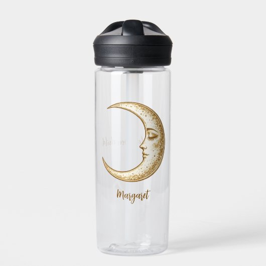 Soothing Crescent Moon Custom Name Trinkflasche (Vorderseite)