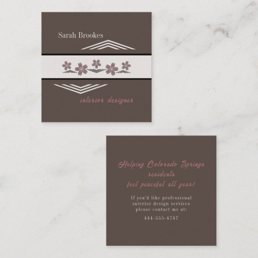 Soothing Earth Tones Cherry Blossom Business Card Quadratische Visitenkarte (Vorne/Hinten)