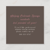 Soothing Earth Tones Cherry Blossom Business Card Quadratische Visitenkarte (Rückseite)