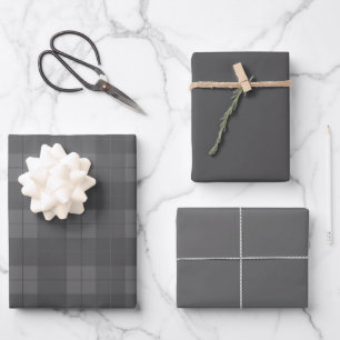 Sooty Gray Kariertes Muster mit passenden Farbtöne Geschenkpapier Set