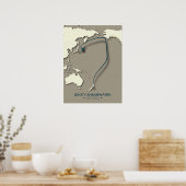 Sooty Shearwater Migration Map - Minimalistisch Poster (Küche)