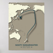 Sooty Shearwater Migration Map - Minimalistisch Poster (Vorne)
