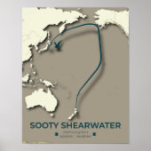 Sooty Shearwater Migration Map - Minimalistisch Poster (Vorne)