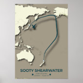 Sooty Shearwater Migration Map - Minimalistisch Poster (Vorne)