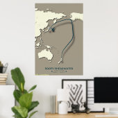 Sooty Shearwater Migration Map - Minimalistisch Poster (Heimbüro)