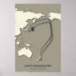 Sooty Shearwater Migration Map - Minimalistisch Poster