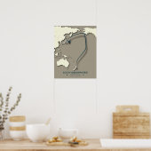 Sooty Shearwater Migration Map - Minimalistisch Poster (Küche)