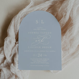 SOPHIA Arch Baby Blue Monogram Classic Wedding Einladung