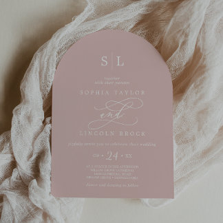 SOPHIA Arch Blush Pink Monogram Simple Wedding Einladung