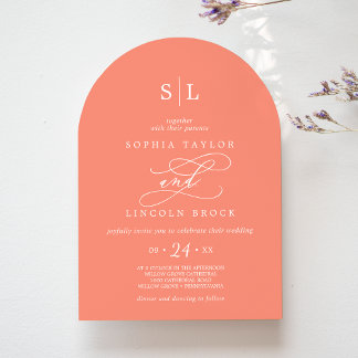 SOPHIA Arch Bright Coral Peach Sunset Wedding Einladung