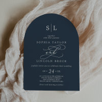 SOPHIA Arch Dark Blue Monogram Simple Navy Wedding