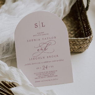 SOPHIA Arch Monogram Burgundy and Blush Wedding Einladung