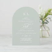 SOPHIA Arch Monogram Dusty Sage Gray Green Wedding Einladung (Stehend Vorderseite)