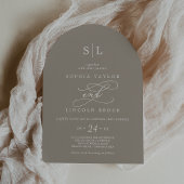 SOPHIA Arch Rustic Taupe Elegante Monogram Wedding Einladung