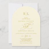 SOPHIA Arch Simple Cream Butter Yellow Wedding Einladung (Vorderseite)