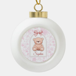Sophia   Benutzerdefiniertes rosa Teddy-Bär-Kinder Keramik Kugel-Ornament