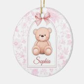 Sophia | Benutzerdefiniertes rosa Teddy-Bär-Kinder Keramik Ornament (Links)