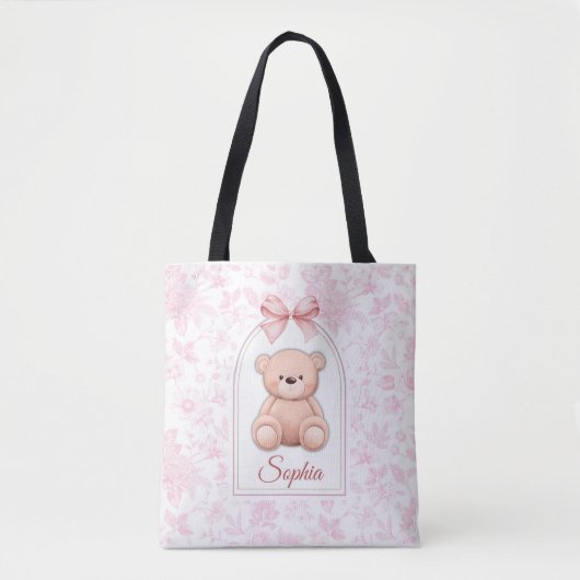 Sophia | Benutzerdefiniertes rosa Teddy-Bär-Kinder Tasche (Vorderseite)