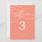 SOPHIA Bright Coral 12x18" Hochzeitsfeier Tischnum Einladung (Rückseite)
