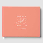 SOPHIA Bright Coral Summer Monogram Wedding Gästebuch (Vorderseite)