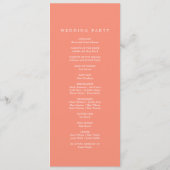 SOPHIA Bright Coral Summer Monogram Wedding Programm (Rückseite)