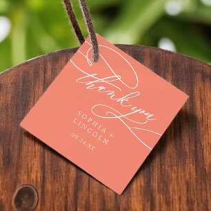 SOPHIA Bright Coral Summer Wedding Vielen Dank Geschenkanhänger