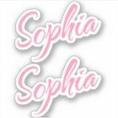 Sophia Decorative Name in Rosa x2 Aufkleber (Vorderseite)